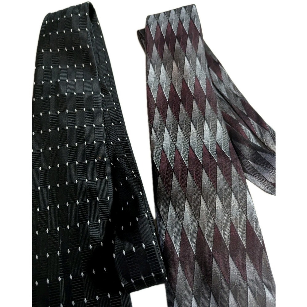 Men's Designer Tie Bundle | 100% Silk & Vintage Blends | Black, Brown, Silver - Picture 8 of 12